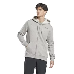 Reebok Męska bluza z kapturem z logo po lewej stronie, średni szary wrzosowy, M, Średni szary wrzos, M - Bluzy męskie - miniaturka - grafika 1