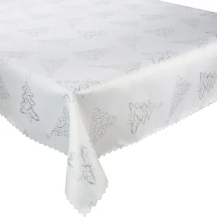 Dwustronny Obrus Plamoodporny Świąteczny Boże Narodzenie Choinka Srebro Z-3401-130x340 cm - Obrusy i serwetki - miniaturka - grafika 1