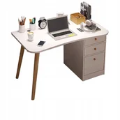 Biurka - NOWOCZESNE STYLOWE BIURKO DO DOMU BIURA Z SZUFLADAMI PÓŁKAMI BIAŁE SOLIDNE - miniaturka - grafika 1