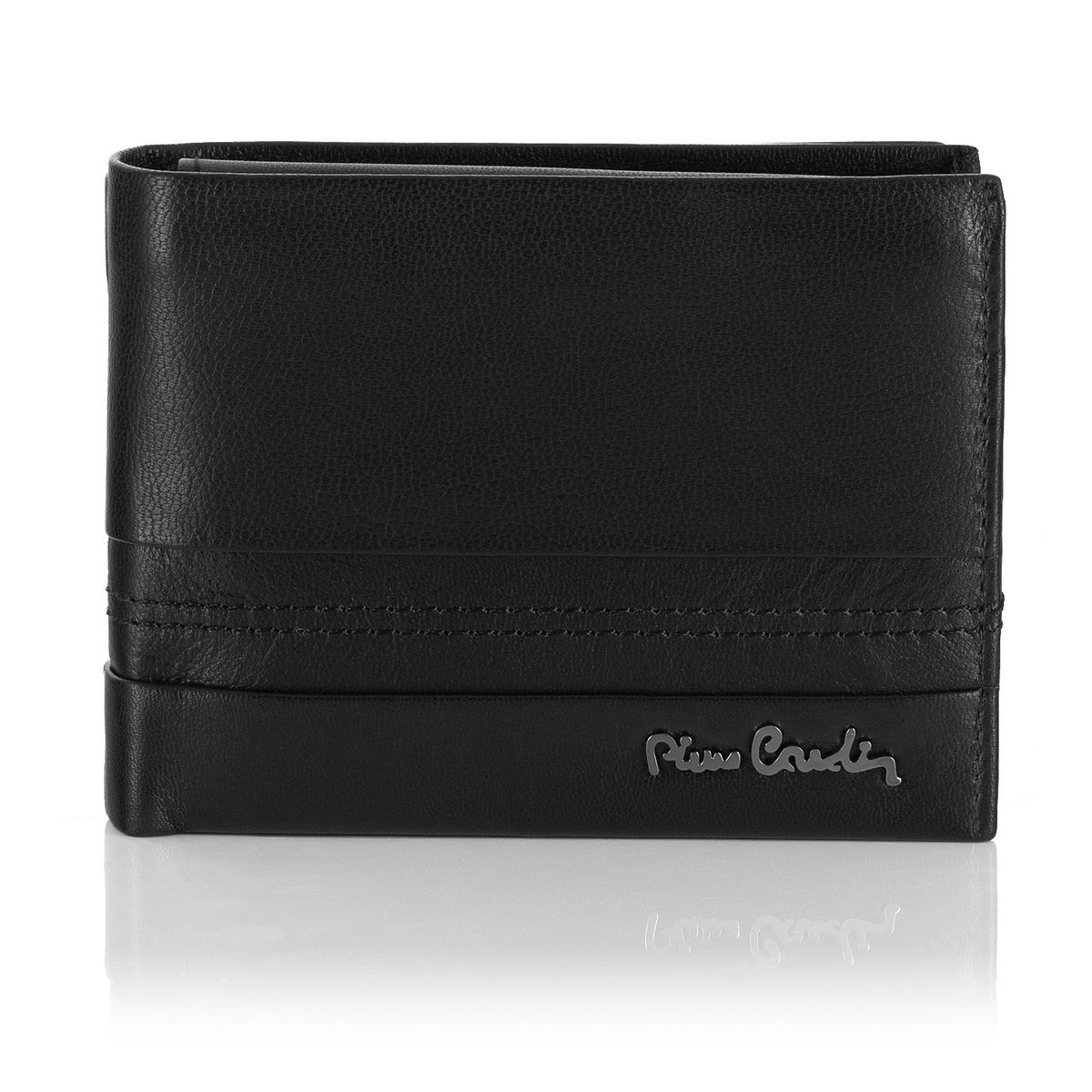 Skórzany portfel męski z przeszyciami Pierre Cardin TILAK97 8806 - czarny