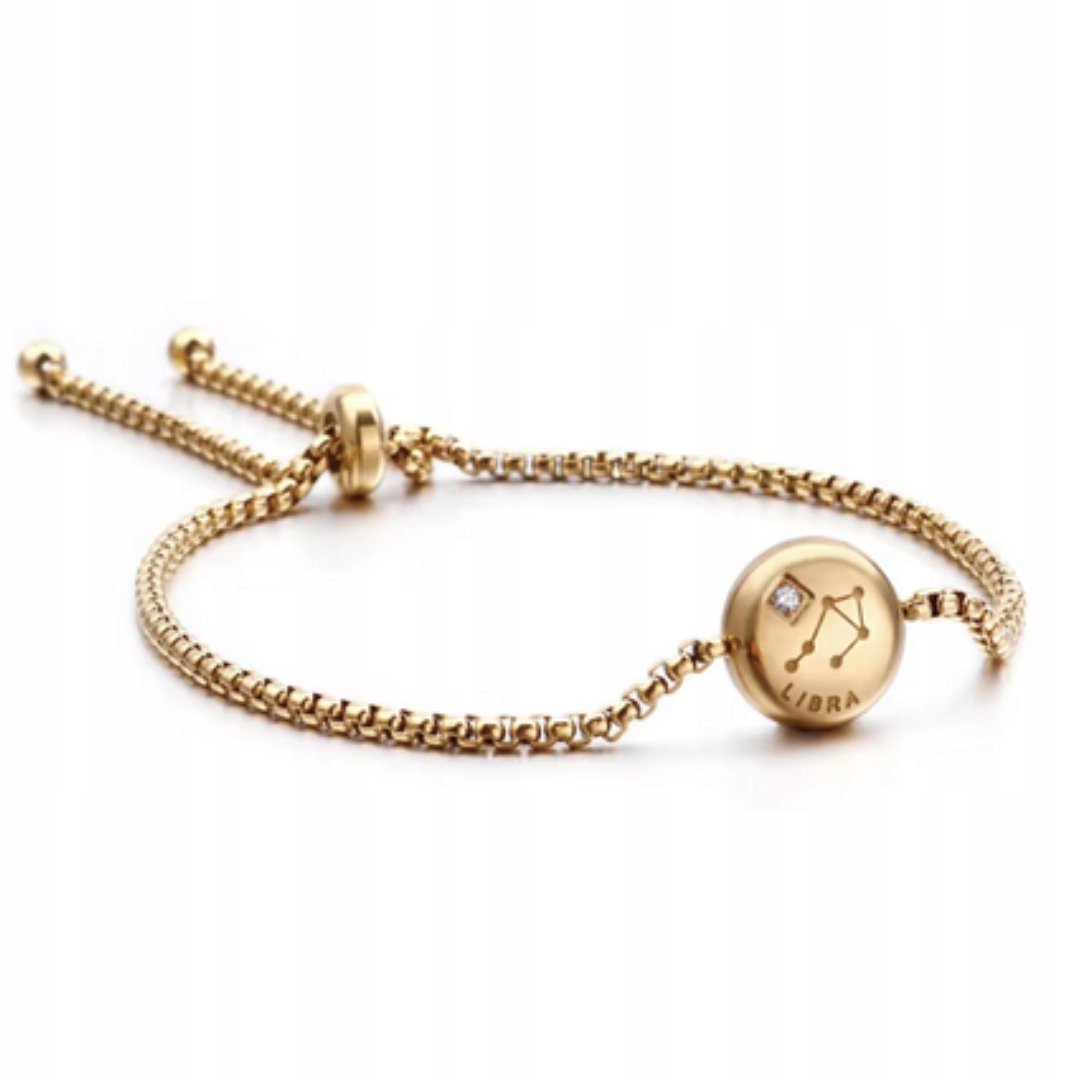 Bransoletka Zodiakalna WAGA- złoty kolor, regulowana