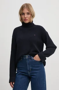 Tommy Hilfiger sweter damski kolor granatowy z golfem WW0WW43094 - Swetry damskie - miniaturka - grafika 1