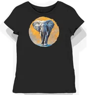 Koszulki i topy damskie - Koszulka damska czarna z motywem szarego egzotycznego słonia XS - miniaturka - grafika 1