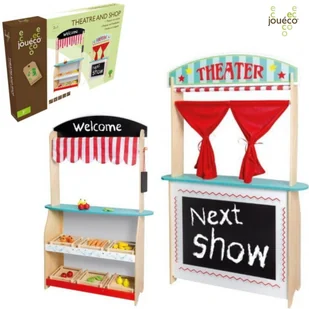 Joueco - Drewniany Teatr i Sklep 2W1, 3lata + - Zabawy w naśladowanie dorosłych - miniaturka - grafika 1