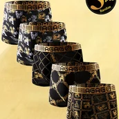 Inne - TEMU męskich czarnych i złotych luksusowych majtek, codzienne bokserki z lekkim rozciąganiem, oddychające dzianinowe poliestrowe 95% elastan 5% - miniaturka - grafika 1