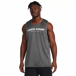 Męski top do koszykówki dwustronny Under Armour Baseline Reversible Tank - szary/czarny - UNDER ARMOUR - Koszulki sportowe męskie - miniaturka - grafika 1