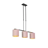 Lampy sufitowe - QAZQA Nowoczesna lampa wisząca czarna klosz welurowy różowy 20cm - Combi 3 Deluxe - miniaturka - grafika 1