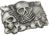 Paski - Klamra Do Paska Sprzączka Pełna Blaszka Z Bolczykiem 40 mm Metalowa Solidna KBOL40/77 "TRZY MĄDRE CZASZKI" - miniaturka - grafika 1