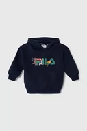 Bluzy dla dziewczynek - Fila bluza dziecięca TEMNITZQUELL hoody kolor granatowy z kapturem z nadrukiem - miniaturka - grafika 1