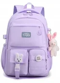 Plecaki szkolne i tornistry - Plecak Szkolny Dziecięcy Dodatki Piórnik Zawieszka Fashion Lhbs Fioletowy - miniaturka - grafika 1
