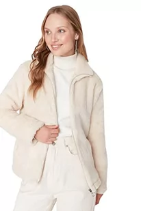 Trendyol Damski kołnierz stojący, zwykły, regularny płaszcz zimowy, Ecru, M, Ecru - Płaszcze damskie - miniaturka - grafika 1