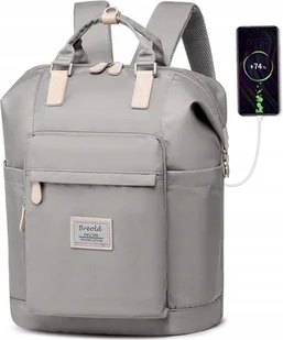 PLECAK MIEJSKI UNISEX WYCIECZKOWY BREOLD SZARY NA LAPTOPA 15,6'' - Plecaki szkolne i tornistry - miniaturka - grafika 1