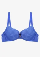 Biustonosze - Niebieski Koronkowy Biustonosz Push Up Ozdobiony Metaliczną Aplikacją Norithiel - miniaturka - grafika 1