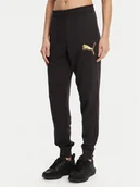 Spodnie sportowe damskie - Puma Spodnie dresowe Ess Metallic 684999 Czarny Regular Fit - miniaturka - grafika 1