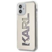 Etui i futerały do telefonów - Karl Lagerfeld KLHCP12SKLMLGR iPhone 12 5,4" srebrny/silver hardcase Mirror Liquid Glitter Karl - miniaturka - grafika 1