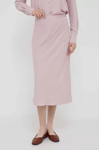 Calvin Klein spódnica kolor różowy midi rozkloszowana - Spódnice - miniaturka - grafika 1