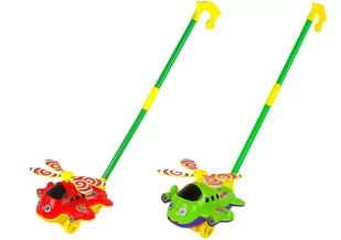 Wesoły Samolot Pchacz Kij Dzwonek 2 Kolory - Samoloty i helikoptery - miniaturka - grafika 2