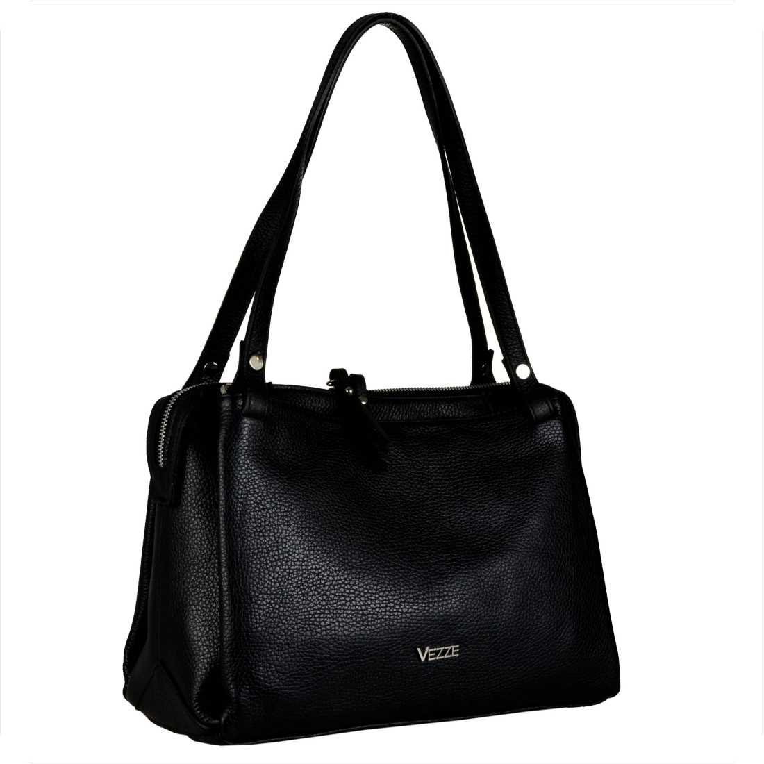 Vezze włoska torba skórzana shopper bag czarna