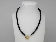 Naszyjniki - Naszyjnik szlifowane onyksy , zapięcie i kuleczki srebro pozłacane - miniaturka - grafika 1