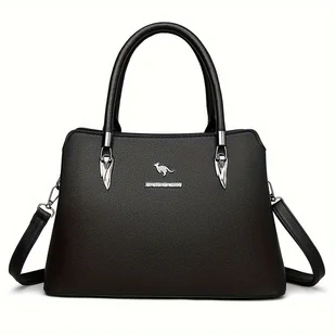 TEMU Elegancka Czarna Torba Tote dla Kobiet - Duża Pojemność, Torba na Ramię i na Krzyż z Regulowanym Paskiem, Idealna na Dojazdy, Podróże i Zakupy, - Torebki damskie - miniaturka - grafika 1