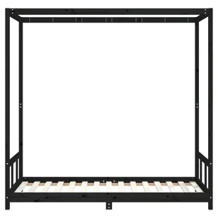Rama łóżka dziecięcego, czarna, 90x190 cm, drewno sosnowe Lumarko! - Łóżeczka i kojce - miniaturka - grafika 5