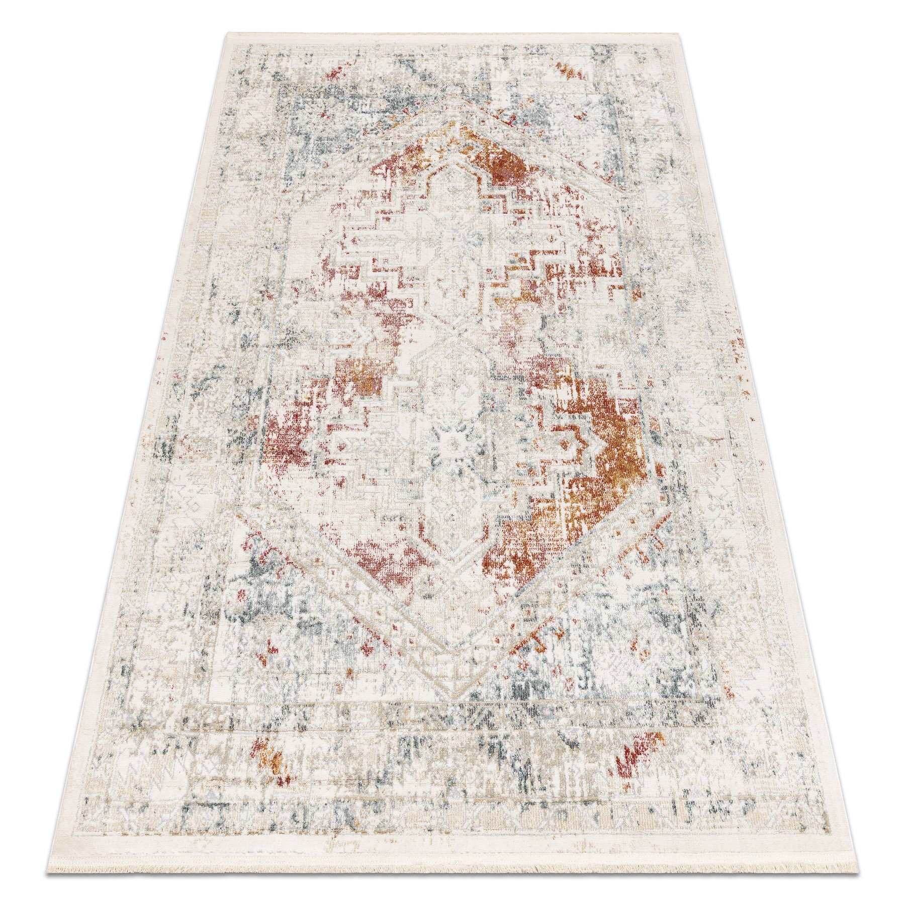 Dywan DISTIN 0100B różowy / pudrowy / biały nowoczesny - Ornament, vintage, frędzle wielokolorowy 180x270 cm