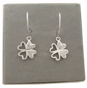 Kolczyki - Srebrne Kolczyki Koniczynki na szczęście SREBRO925 - miniaturka - grafika 1