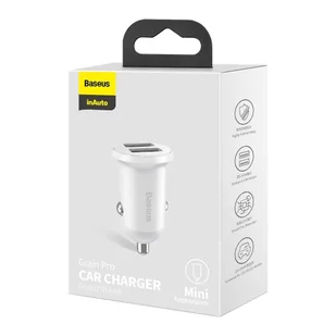 Baseus Grain Pro ładowarka samochodowa 2x USB 4,8 A biały (CCALLP-02) - Ładowarki samochodowe - miniaturka - grafika 5