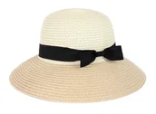 Czapki damskie - Kapelusz Damski Słomkowy Plażowy Na Lato Z Kokardą Elegancki Retro Vintage - miniaturka - grafika 1