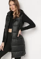 Kamizelki damskie - Czarna Pikowana Kamizelka z Kapturem i Obustronnym Suwakiem Trilasa - miniaturka - grafika 1