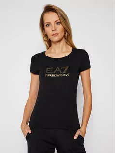 Koszulki i topy damskie - Emporio Armani EA7 T-Shirt 3KTT26 TJ12Z 1200 Czarny Slim Fit - grafika 1