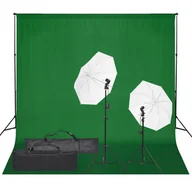 Lampy studyjne - vidaXL Fotograficzny zestaw studyjny z lampami i tłem - miniaturka - grafika 1