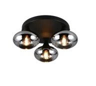 Lampy sufitowe - DIVINA R66643054 lampa sufitowa czarna z kloszami ze szkła dymionego 3xE14 - miniaturka - grafika 1