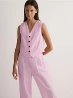 Marynarki i żakiety damskie - Reserved - Garniturowa kamizelka z lnem - pastelowy róż - miniaturka - grafika 1