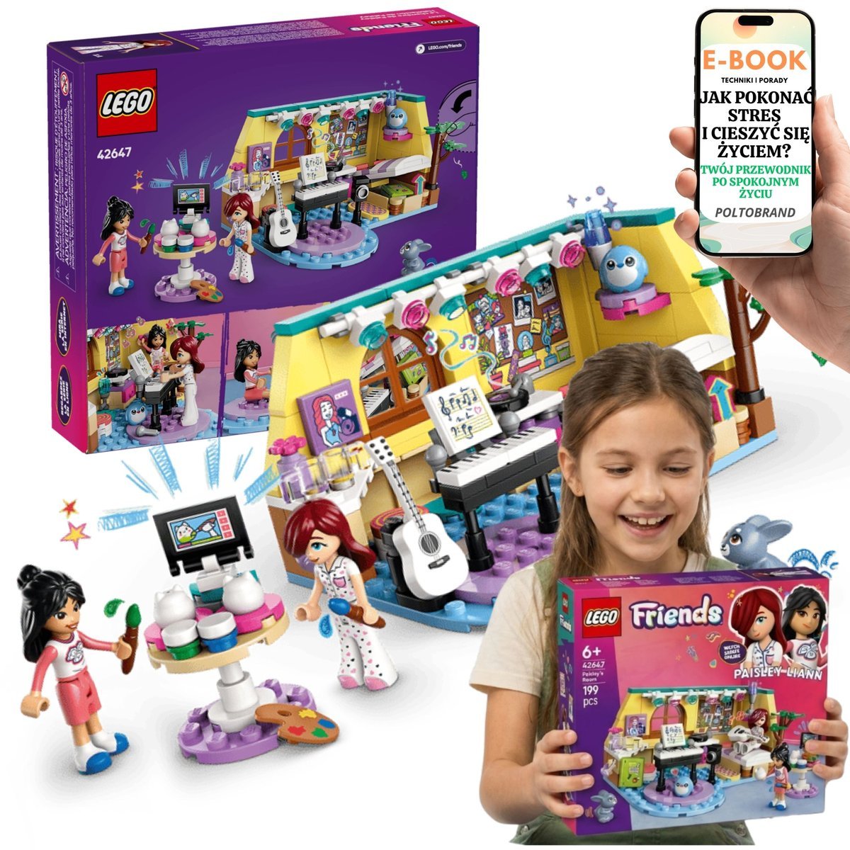 KLOCKI LEGO FRIENDS Pokój Paisley 42647 Muzyka Sztuka Króliczek LEGO + E-BOOK-1