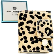 Portfele - Portfel damski na karty PETERSON mały ochrona RFID zatrzask i bigiel elegancki skórzany lakierowany modny złoty - miniaturka - grafika 1