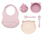 Sztućce dla dzieci - Zestaw obiadowy Olmitos silikonowy 7-elementów różowy  ! - miniaturka - grafika 1