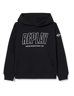 Replay Chłopięca bluza z kapturem, mieszanka bawełny, czarna (Black 098), 10 lat, czarny (098 Black), 10 Lat - Bluzy dla chłopców - miniaturka - grafika 1