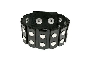 Bransoletka Skórzana Wojskowa Srebrne Nity - Bransoletki - miniaturka - grafika 1