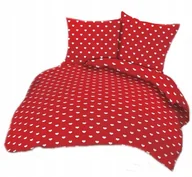 Pościel - pościel bawełna lux 160x200 + 2 poszewka B 207-16 serca białe na czerwonym - miniaturka - grafika 1