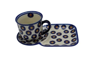 Ceramiczna filiżanka z tacką Ceramika Bolesławiec - Filiżanki - miniaturka - grafika 1
