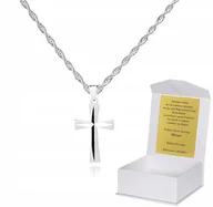 Biżuteria dla dzieci - Srebrny łańcuszek Krzyżyk Komunia Chrzest DEDYKACJA 55cm S1K13 - miniaturka - grafika 1
