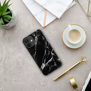 Crong Marble Case - Etui iPhone 12 / iPhone 12 Pro (czarny) - Etui i futerały do telefonów - miniaturka - grafika 3