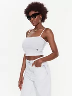 Koszulki i topy damskie - Calvin Klein Jeans Top J20J221009 Biały Slim Fit - miniaturka - grafika 1
