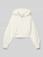 Bluzy dla dziewczynek - Bluza z kapturem krótka z czystej bawełny - miniaturka - grafika 1