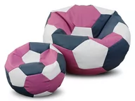 Fotele i pufy dla dzieci - Pufa piłka XXXL worek + gratis biało-szaro-różowa - miniaturka - grafika 1