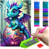 Zabawki kreatywne - Haft Diamentowy 40x60 Diamond Painting mozaika NARODZINY SMOKA zestaw akcesoria - miniaturka - grafika 1