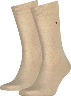 Skarpety męskie TOMMY HILFIGER, 2-pak - Klasyczne, pończochy, jednolity kolor Beige 43-46 - Skarpetki męskie - miniaturka - grafika 1