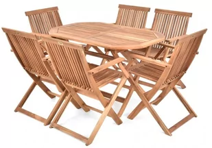 Hecht Basic Set 6 Meble Ogrodowe Zestaw Mebli Ogrodowych Stół + 6 Krzeseł Drewno Akacja Ewimax - Meble ogrodowe - miniaturka - grafika 1