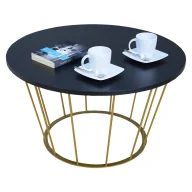 Ławy i stoliki kawowe - Stolik kawowy glamour ze złotym stelażem czarny Iconic 3X - miniaturka - grafika 1